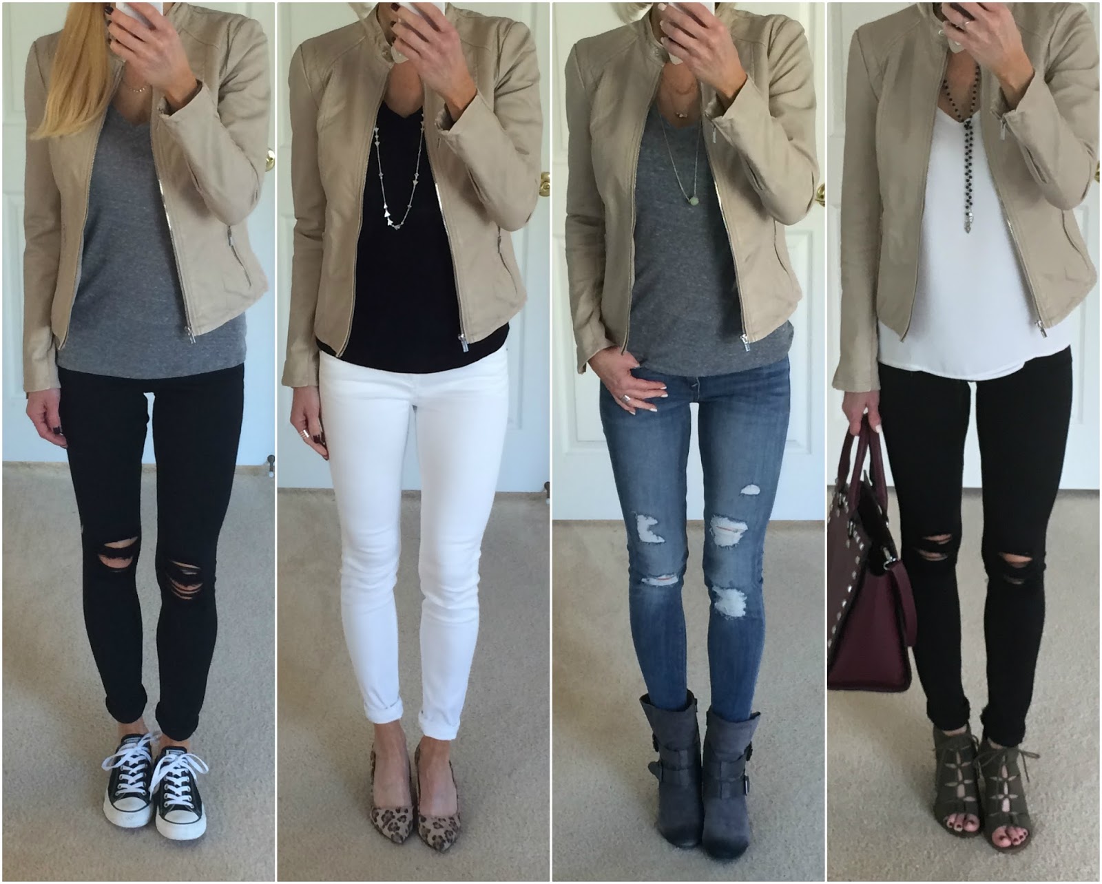 Black and Beige Moto Jacket Outfit Roundup | On the Daily EXPRESS