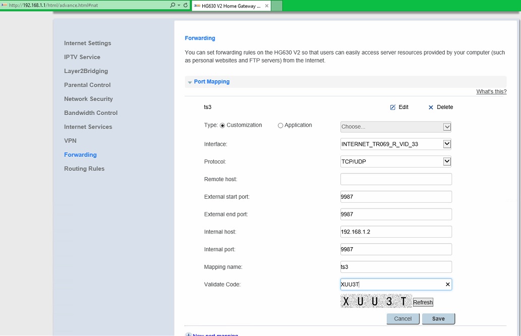 โหลดโปรแกรม วิธีการ Forward Port Router HG630 V2 3BB