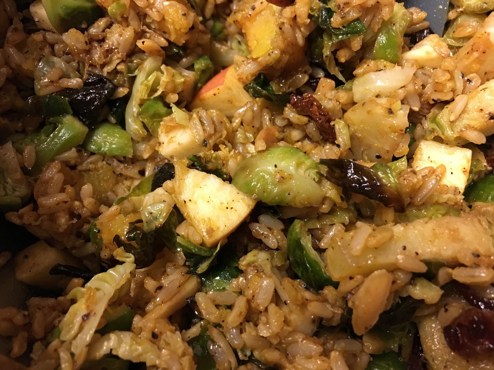 Working Out and Eating In Harvest Rice Bowl with Squash and Brussels