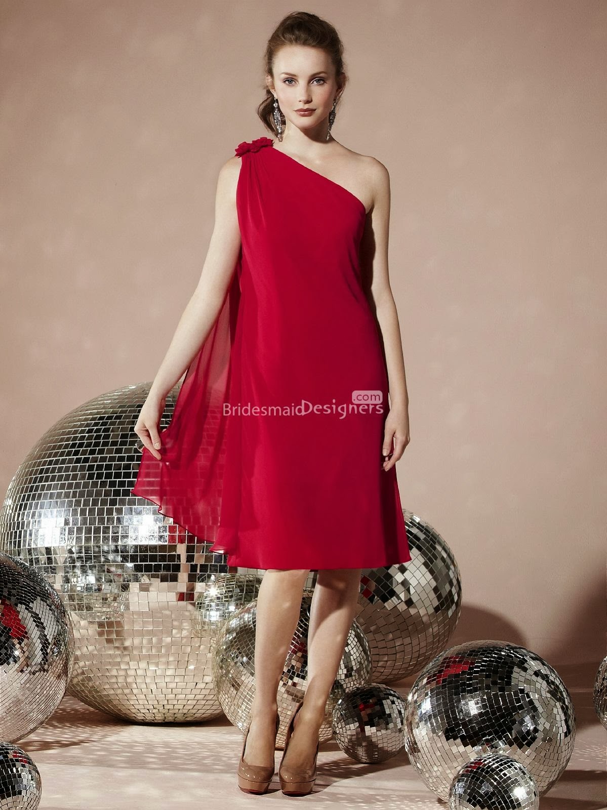 http://www.bridesmaiddesigners.com/modern-red-knee-length-one-shoulder-3d-flower-chiffon-bridesmaid-dress-681.html