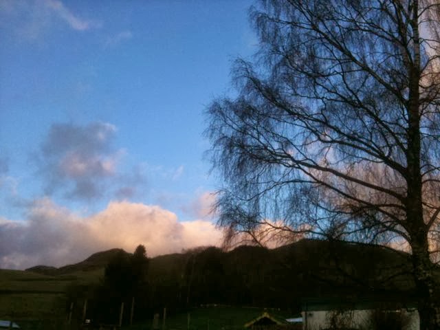 Blue Sky and pink clouds, Staveley, Cumbria