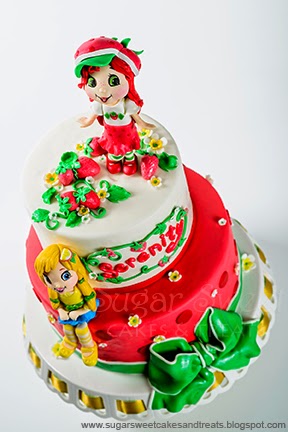 Strawberry Shortcake and Lemon Meringue themed cake (top view).