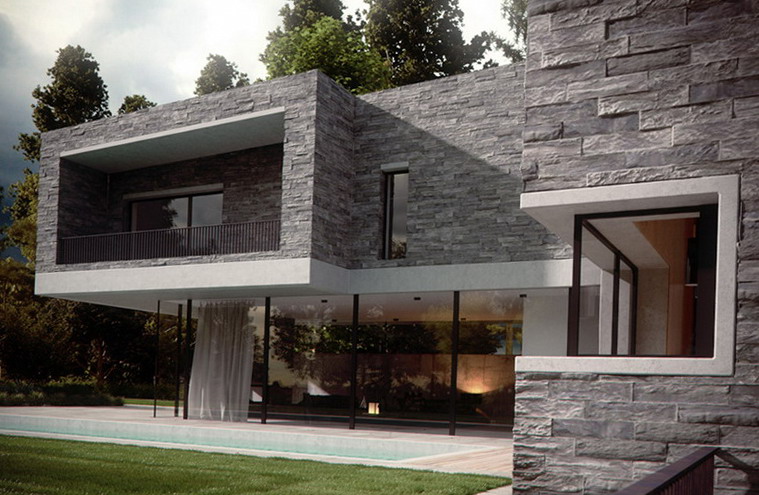 Rumah Minimalis Modern dengan Batu Alam
