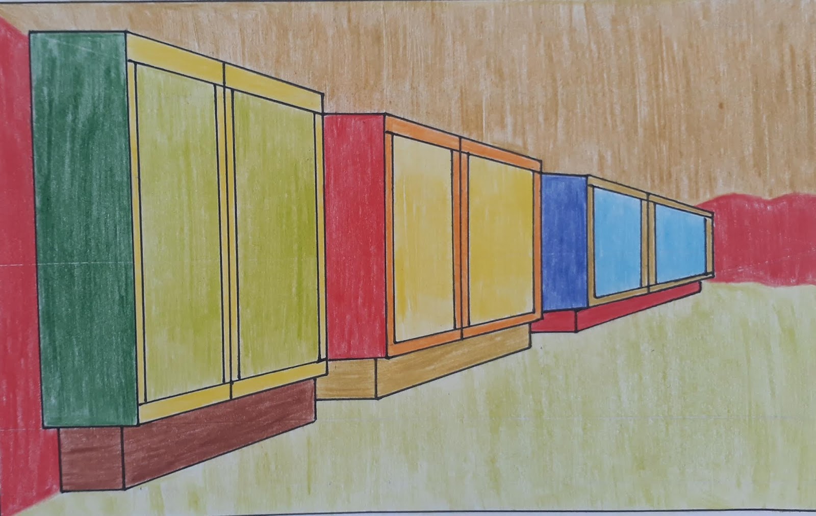 Contoh Gambar Perspektif 2 Titik Hilang Lemari - Info Terkait Gambar