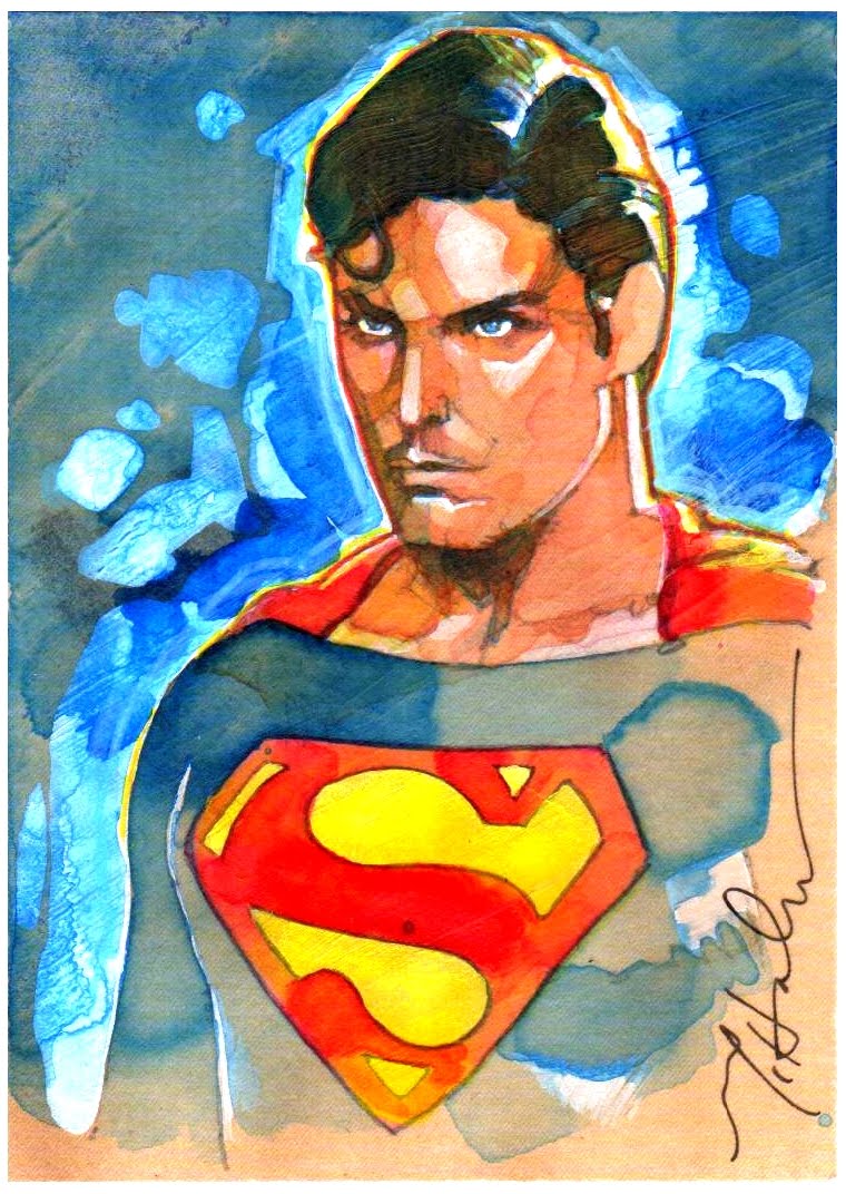 Художественный герой. Супермен акварель. Супермен красками. Супермен арт красками. Картина Супермен.