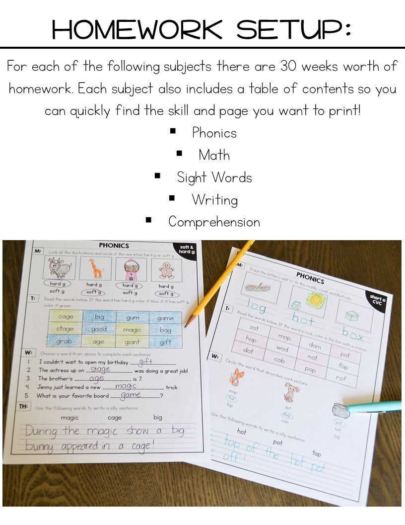 homework for first grade students