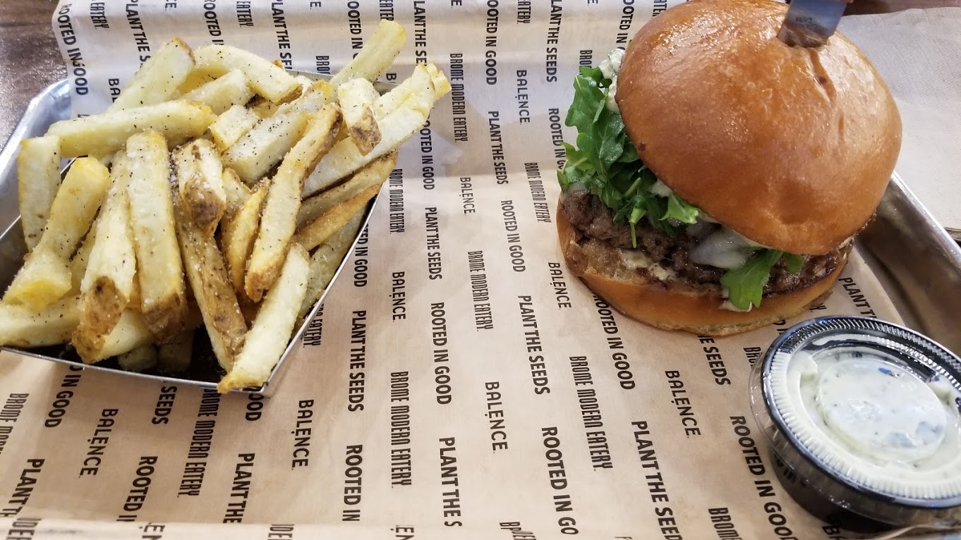 Burger and fries at Brome Modern Eatery, Detroit