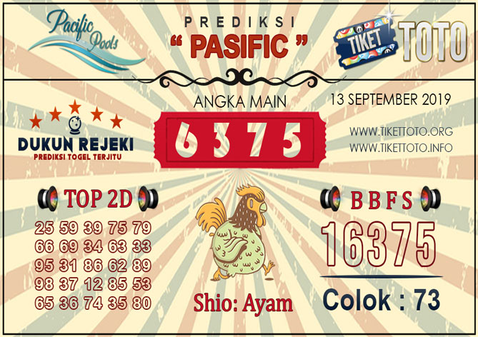Prediksi Togel PASIFIC TIKETTOTO 13 SEPTEMBER 2019
