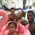 Mikel Obi, His Twin Daughters and Their Mom In The Pool