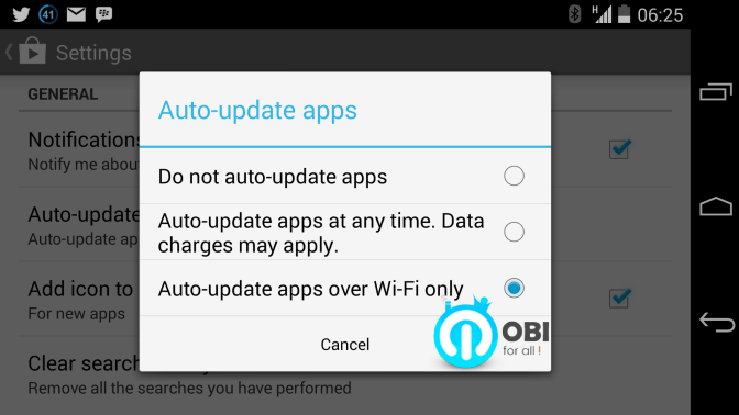 auto update apps over wifi only