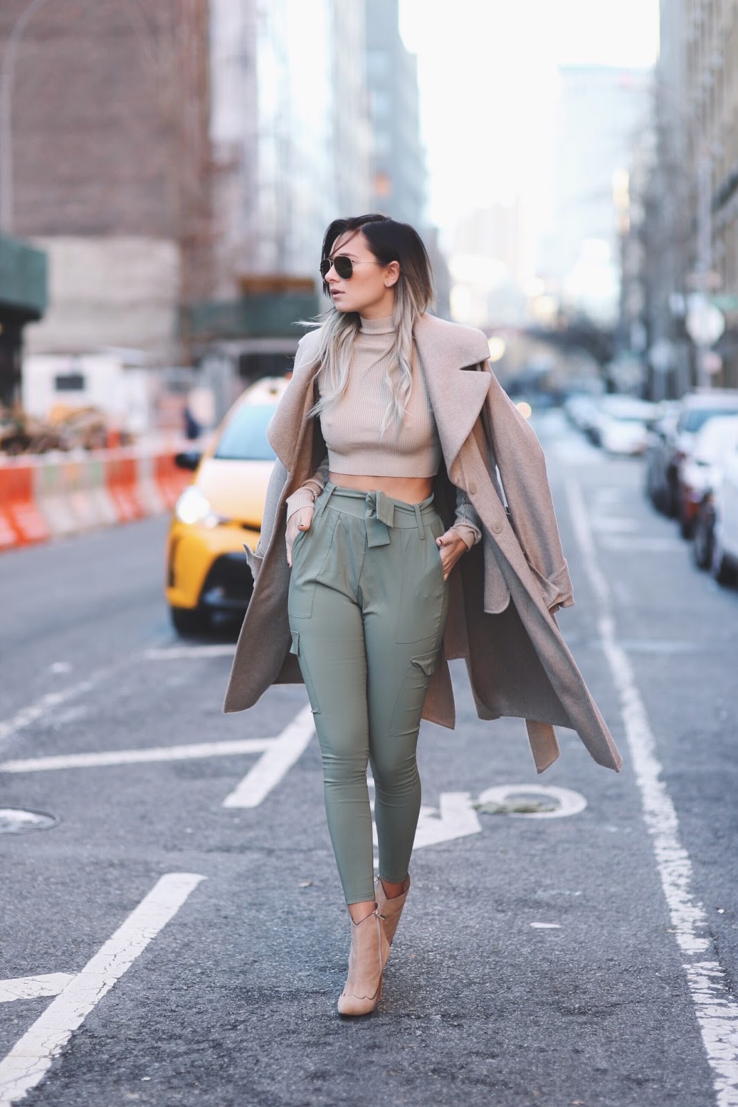 We Wore What - Topshop Khaki Pants + Nude Crop Top