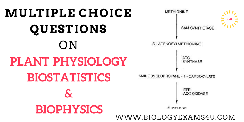 MCQ on Plant Physiology, Biostatistics and Biophysics (Lecturer in