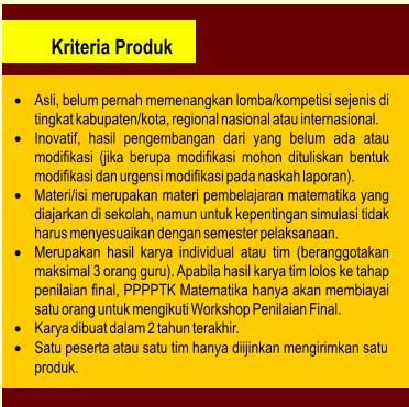 kriteria produk tahapan kegiatan ONIP (Olimpiade Nasional Inovasi Pembelajaran) Matematika tahun 2016 kriteria produk tahapan kegiatan ONIP (Olimpiade Nasional Inovasi Pembelajaran) Matematika tahun 2016