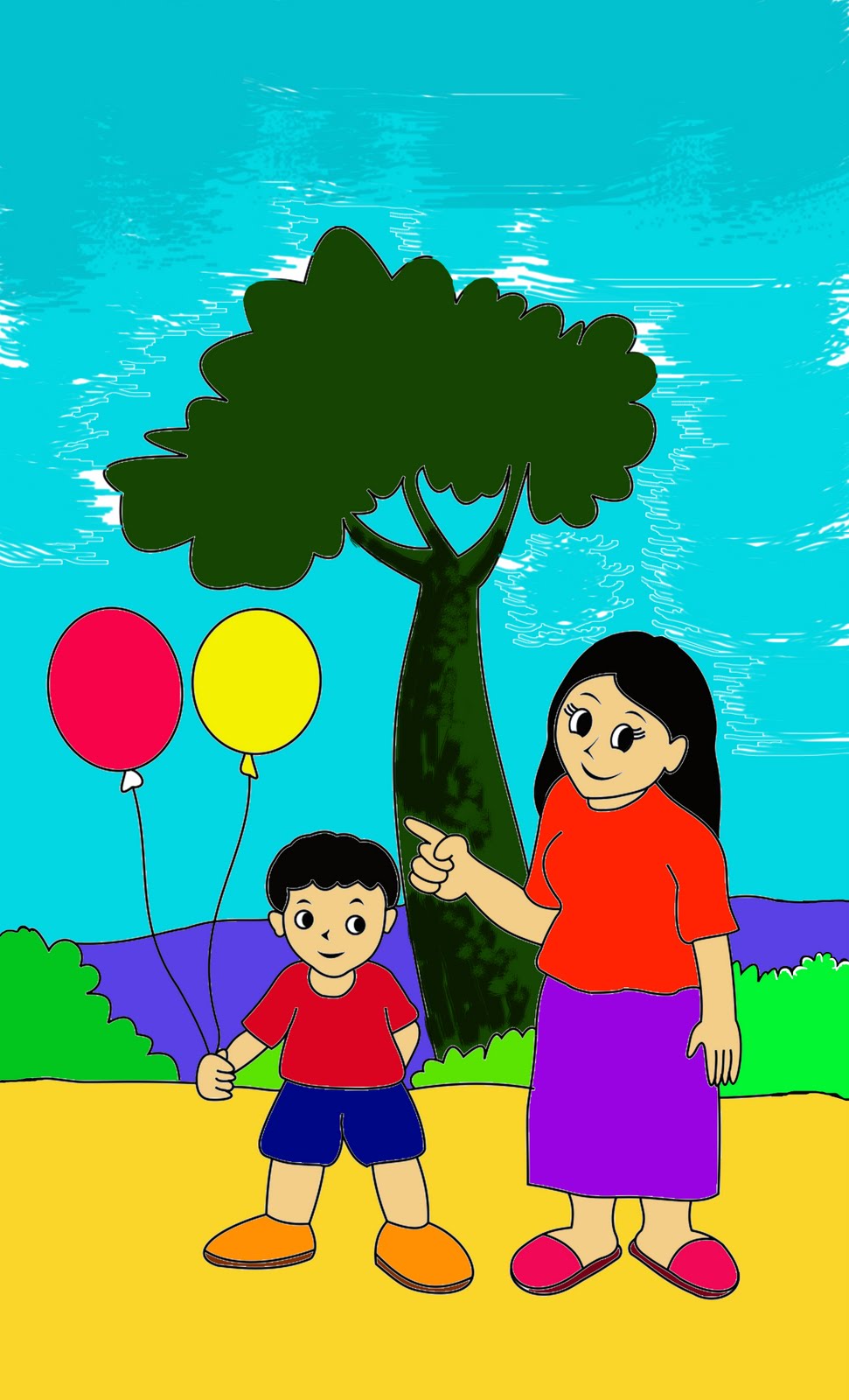 Mewarnai Gambar Anak - anak: Mewarnai Ibu dan Anak