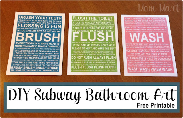 Free Printable DIY Subway Bathroom Art