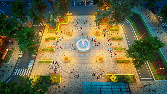 Sân vườn chung cư Mon City ban đêm Sân vườn chung cư Mon City ban đêm