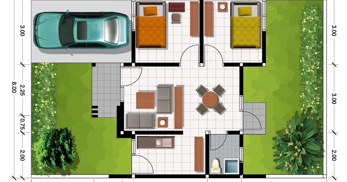 40 Contoh Denah Rumah Minimalis Beserta Ukurannya - DISAIN 