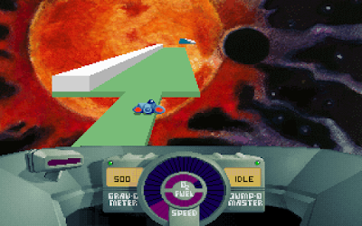 Skyroads綠色免安裝Dosbox整合版下載，Dos時代就有的太空船跑酷遊戲！