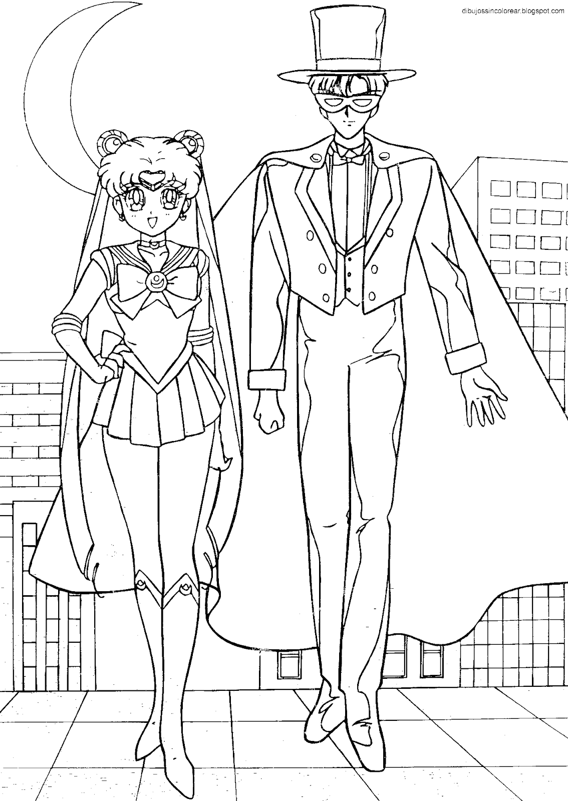 Dibujos Sin Colorear: Dibujos de personajes de Sailor Moon para colorear