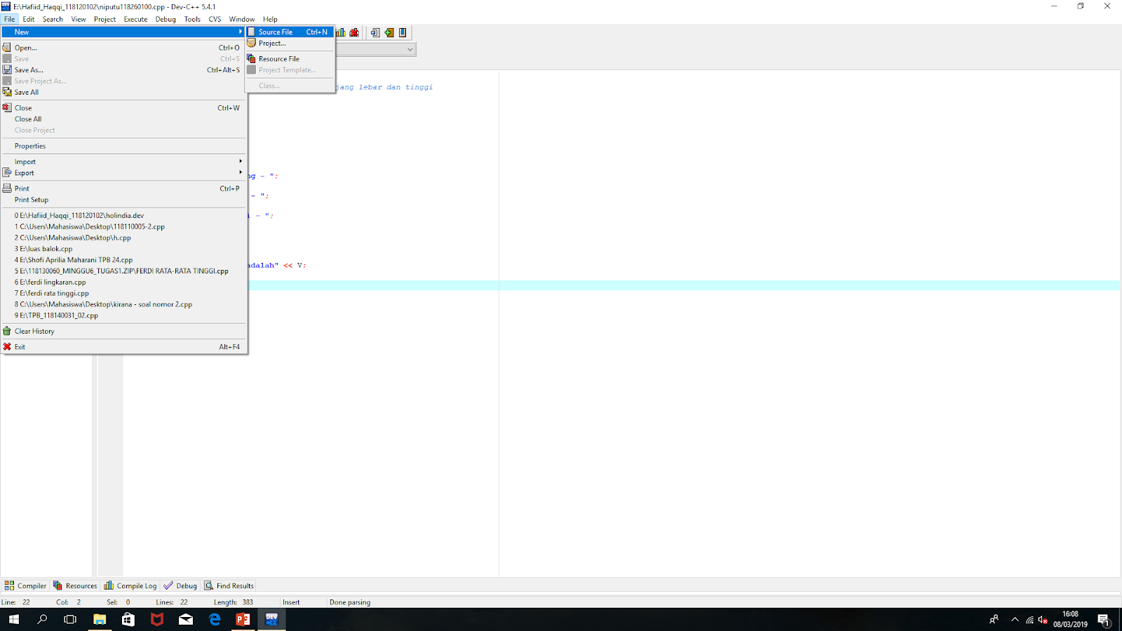 Dev c++ source file gone
