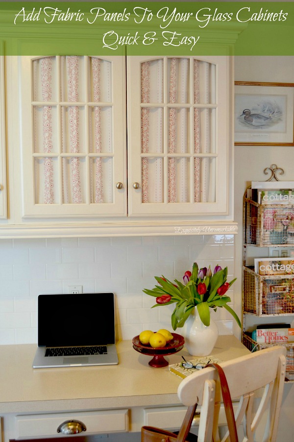 How To Cover Glass Cabinet Doors With Fabric - Exquisitely