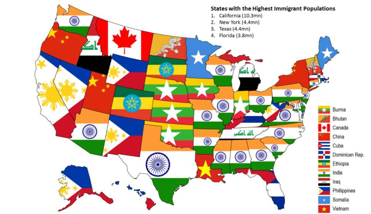 Source country. Карта США. Карта народов США. Карта населения Америки. Иммигранты США на карте.