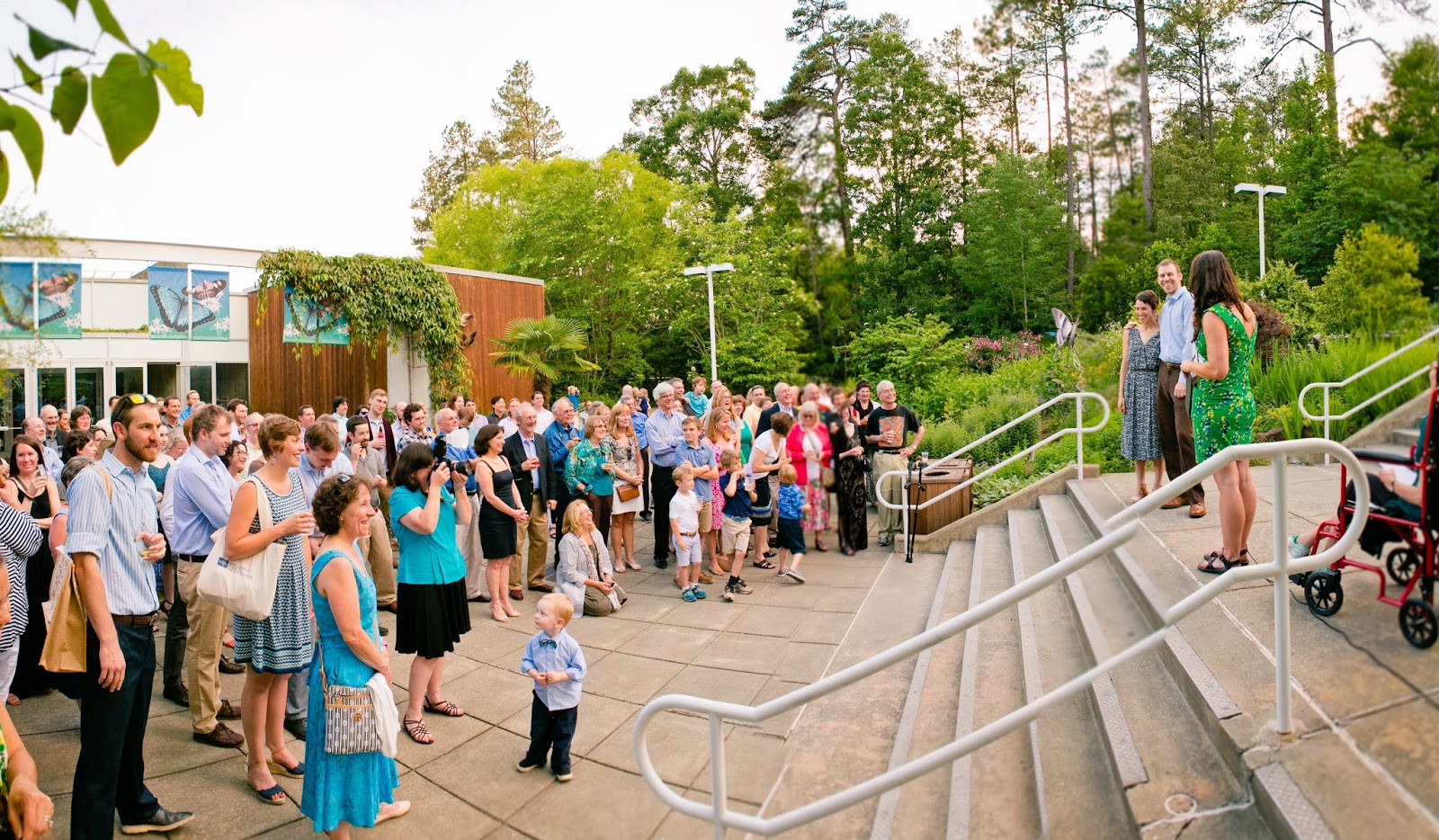 museum of life and science, museum wedding, contemporary wedding, greenhouse wedding, butterfly house, wedding photographers, wedding photography, wedding reception, train ride