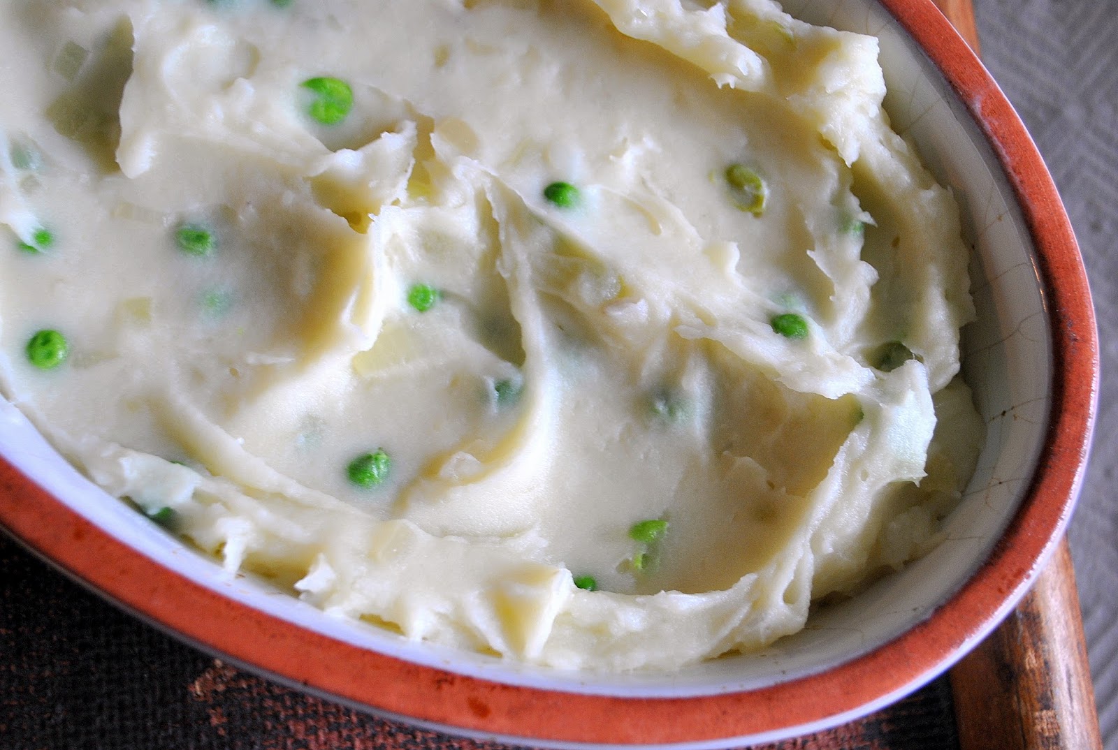 Thanksgiving Series Whipped Mashed Potatoes with Peas & Onion The