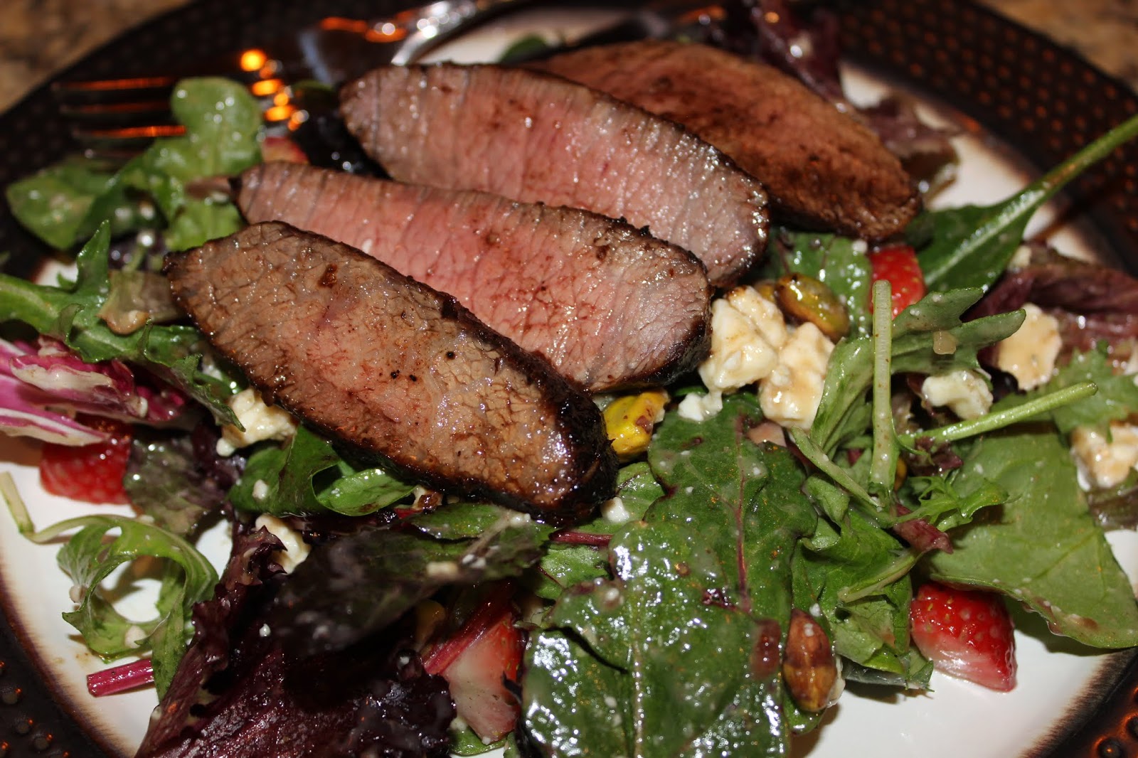 Front Range Fork And Cork Grilled Flank Steak Salad with Strawberries