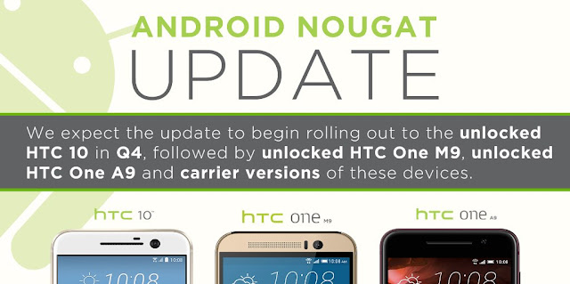 HTC 10, One M9 dan One A9 akan mendapatkan update Android v7.0 Nougat Q4 tahun ini HTC 10, One M9 dan One A9 akan mendapatkan update Android v7.0 Nougat Q4 tahun ini