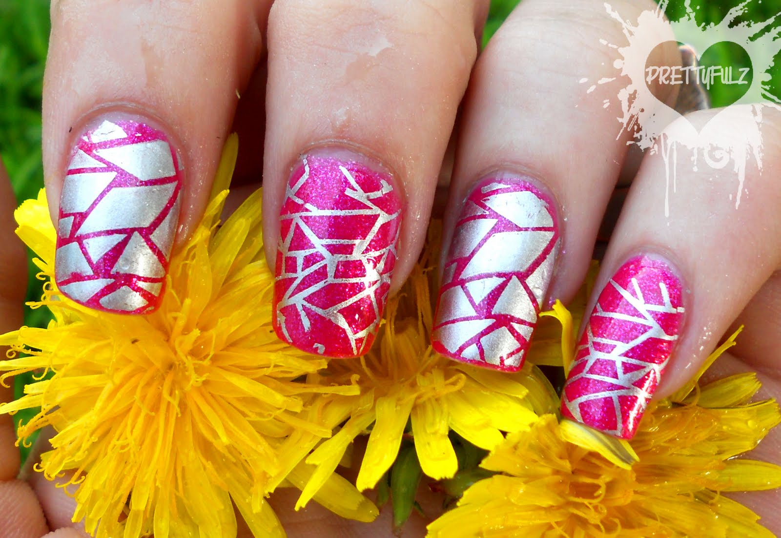 10. Pink and Silver Abstract Nail Art - wide 5