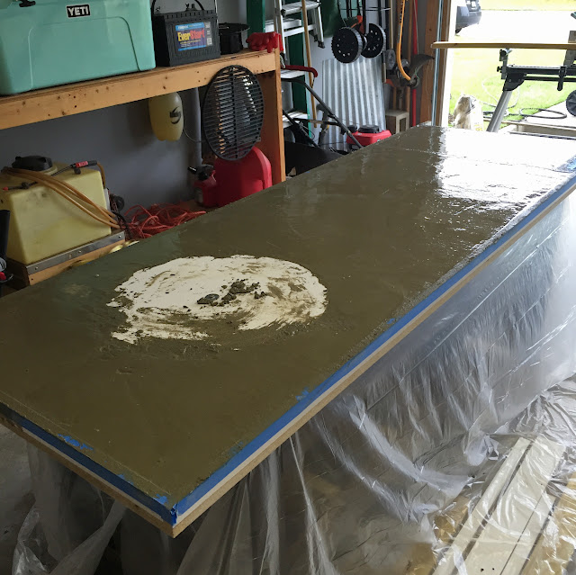 DIY Big Green Egg Table with Concrete Top and Barn Door | The Lowcountry Lady