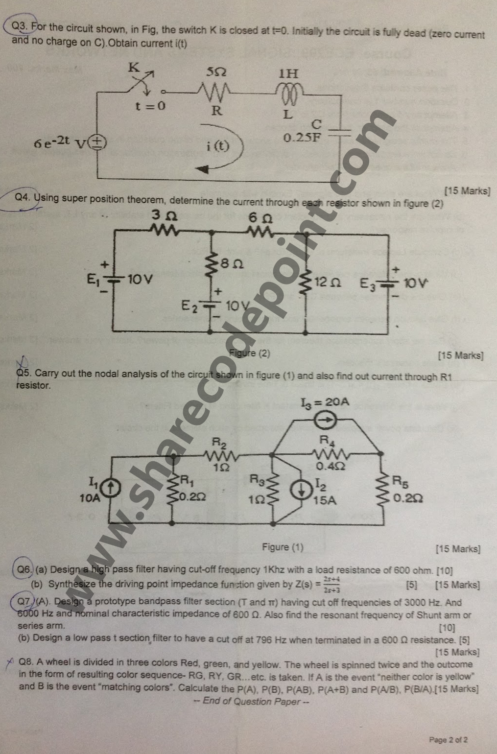ECE209 Signal Systems and Networks End Term Exam Question Paper ECE