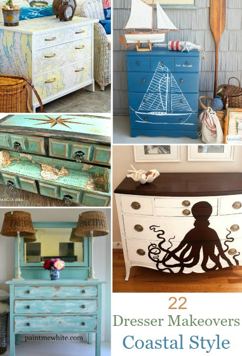 22 Ideas To Makeover A Dresser Coastal Beach Nautical Style Coastal Nautical Dresser Makeovers