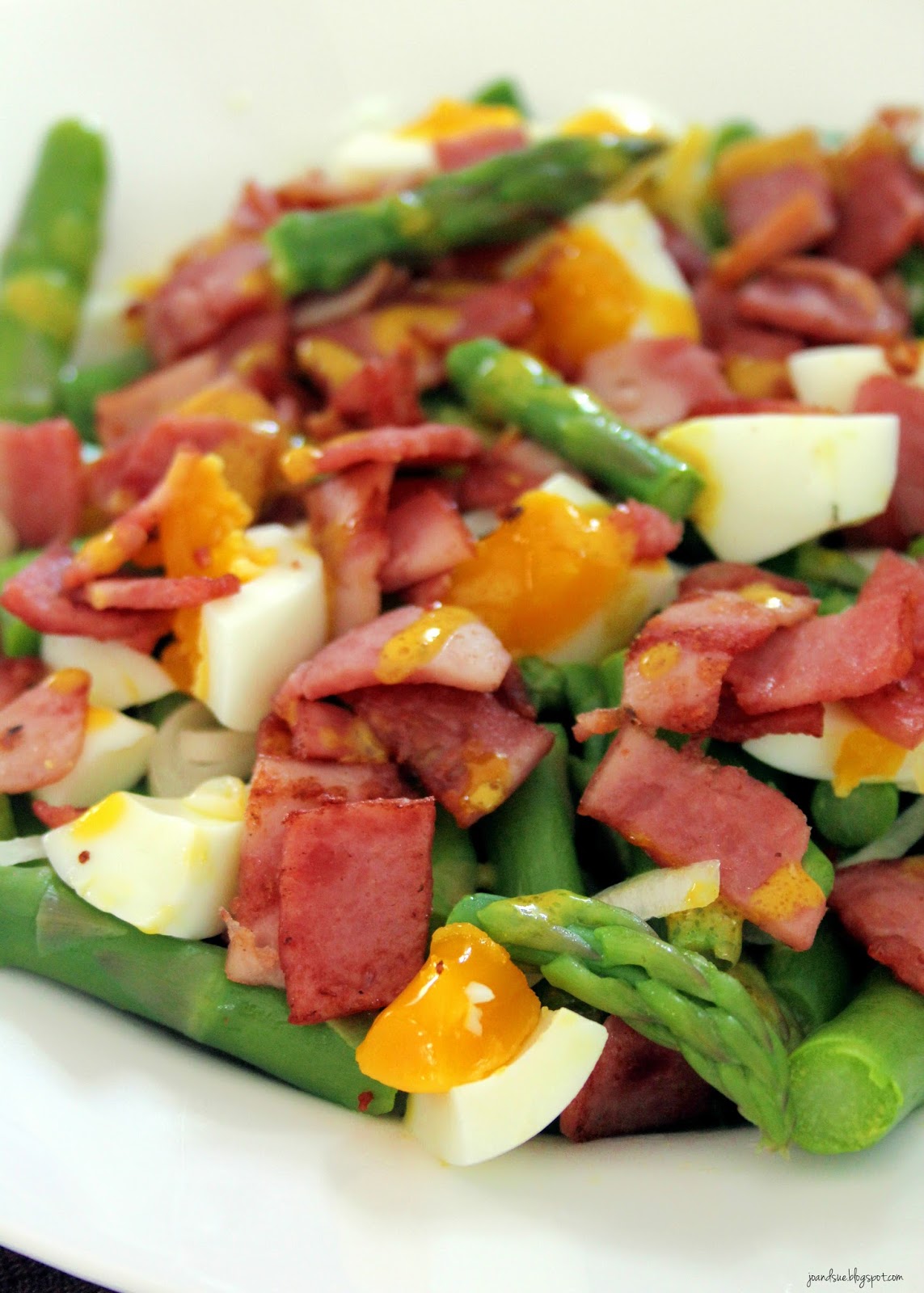 Jo and Sue Warm Asparagus Bacon and Egg Salad with Mustard Vinaigrette