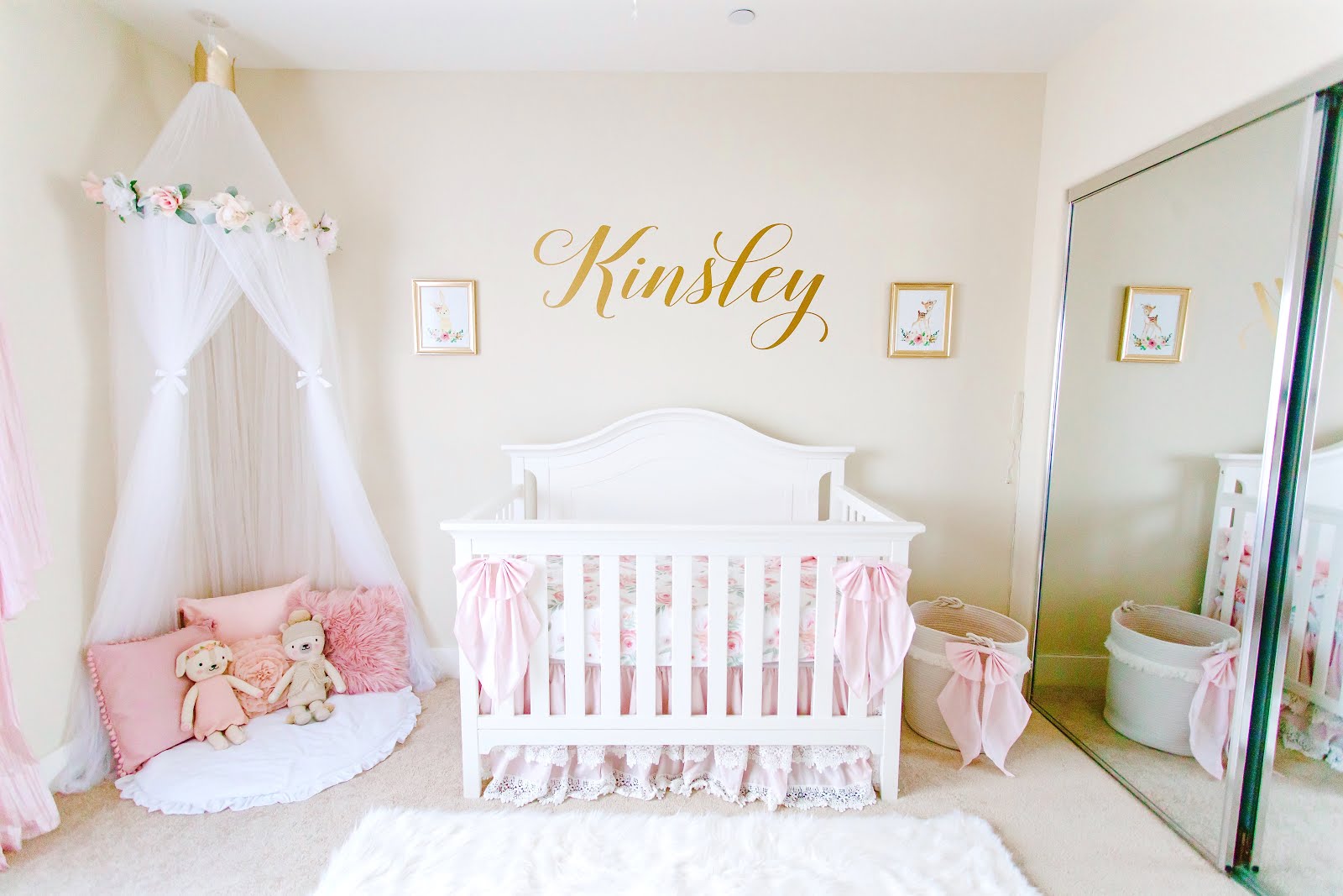 {VIDEO} Nursery Reveal! Pink & Gold Baby Girl Room Tour The Lindsay Ann
