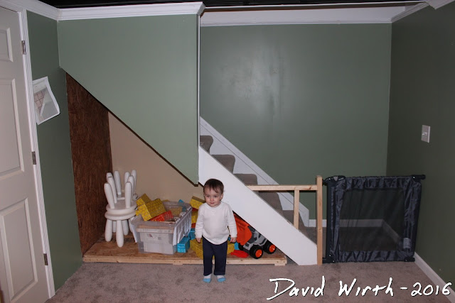 finished basement storage area