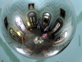 The Octagon, A la Ronde, as reflected in the the glass globe hanging down in the centre of it.