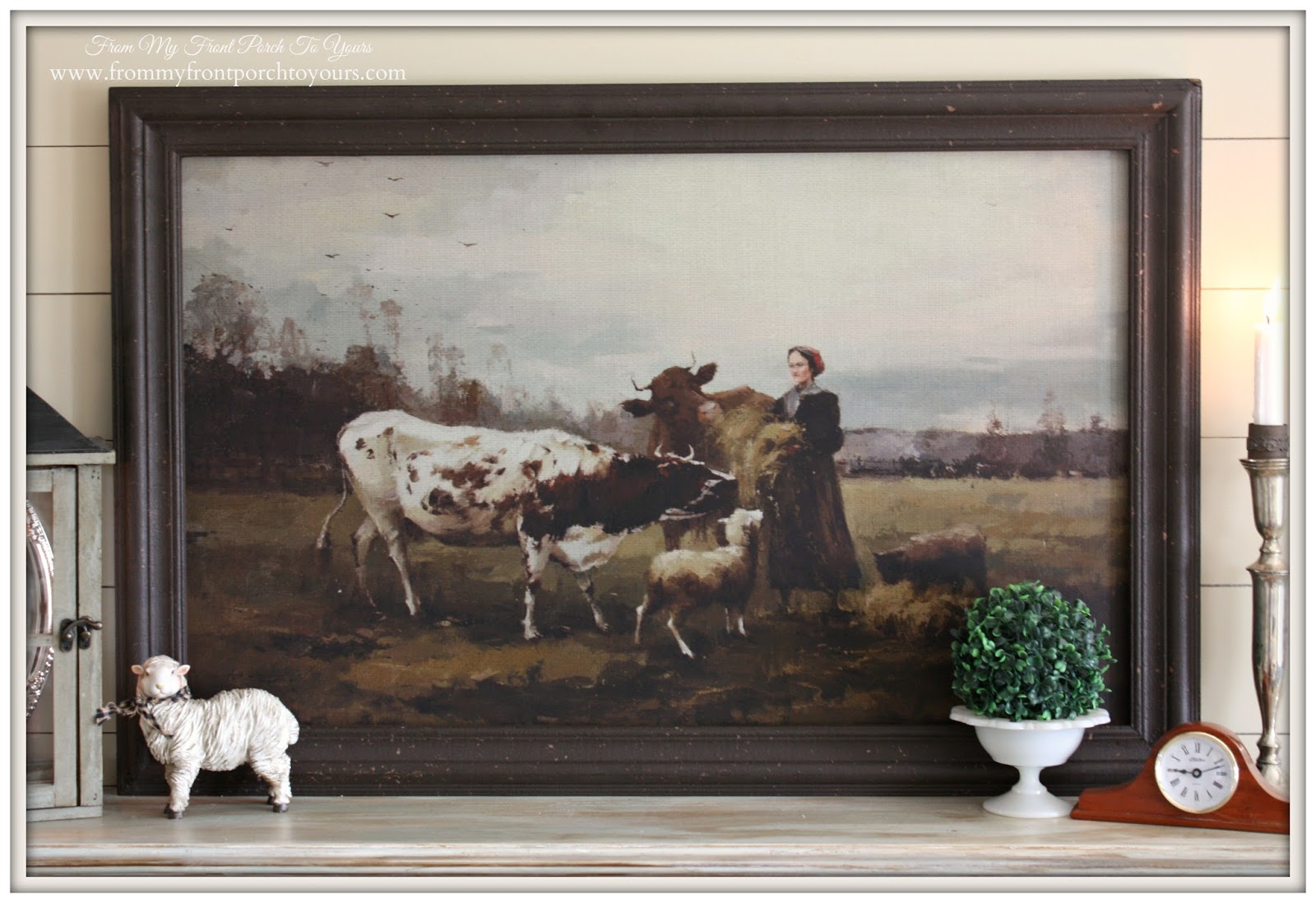 Pastoral Painting-French Country Mantel Vignette- From My Front Porch To Yours