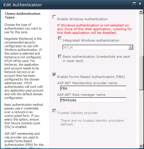 / Sharepoint Step by Step FormsBased Authentication (FBA) on