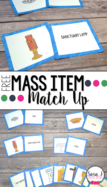 Five different ways to teach your students the names for the items commonly found during a Catholic Mass. Great for whole group, small groups, centers and more to reach all of your learners in a religious education, Catholic classroom or homeschool setting.