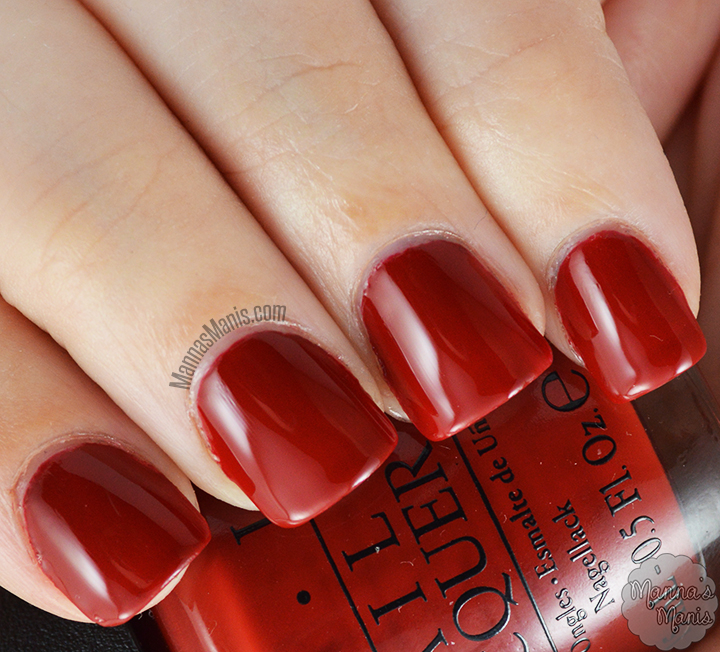 OPI romantically involved, a red creme nail polish from the 50 shades of grey collection