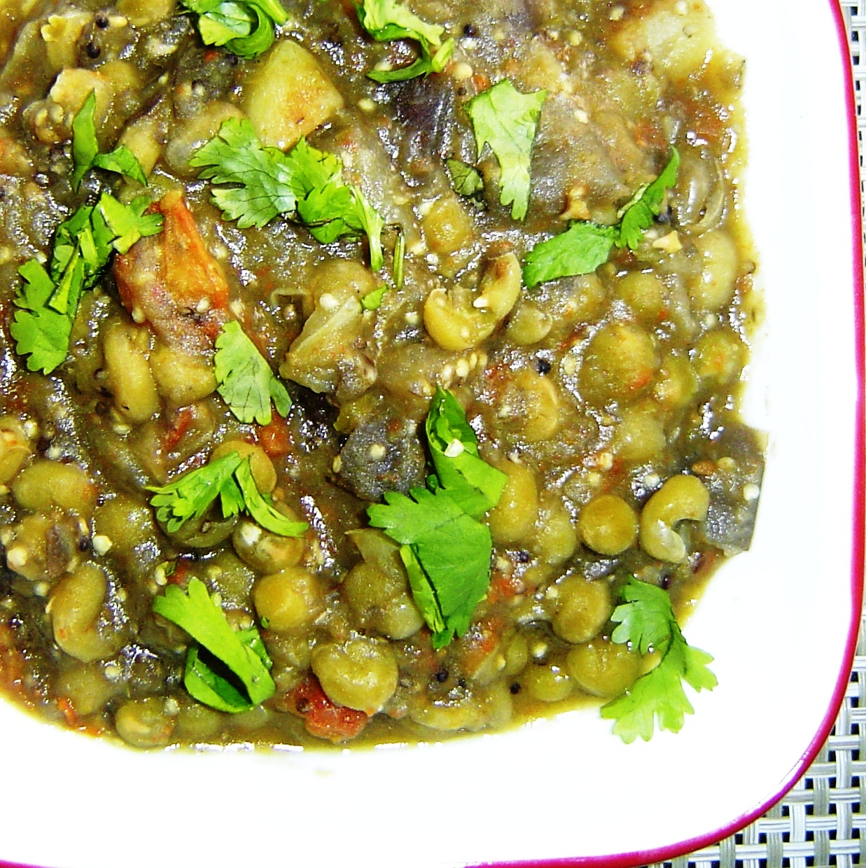 Gowri's Indian Recipes Brinjal, peas curry