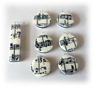 Polymer Clay Charms with stamped Ink on Clay