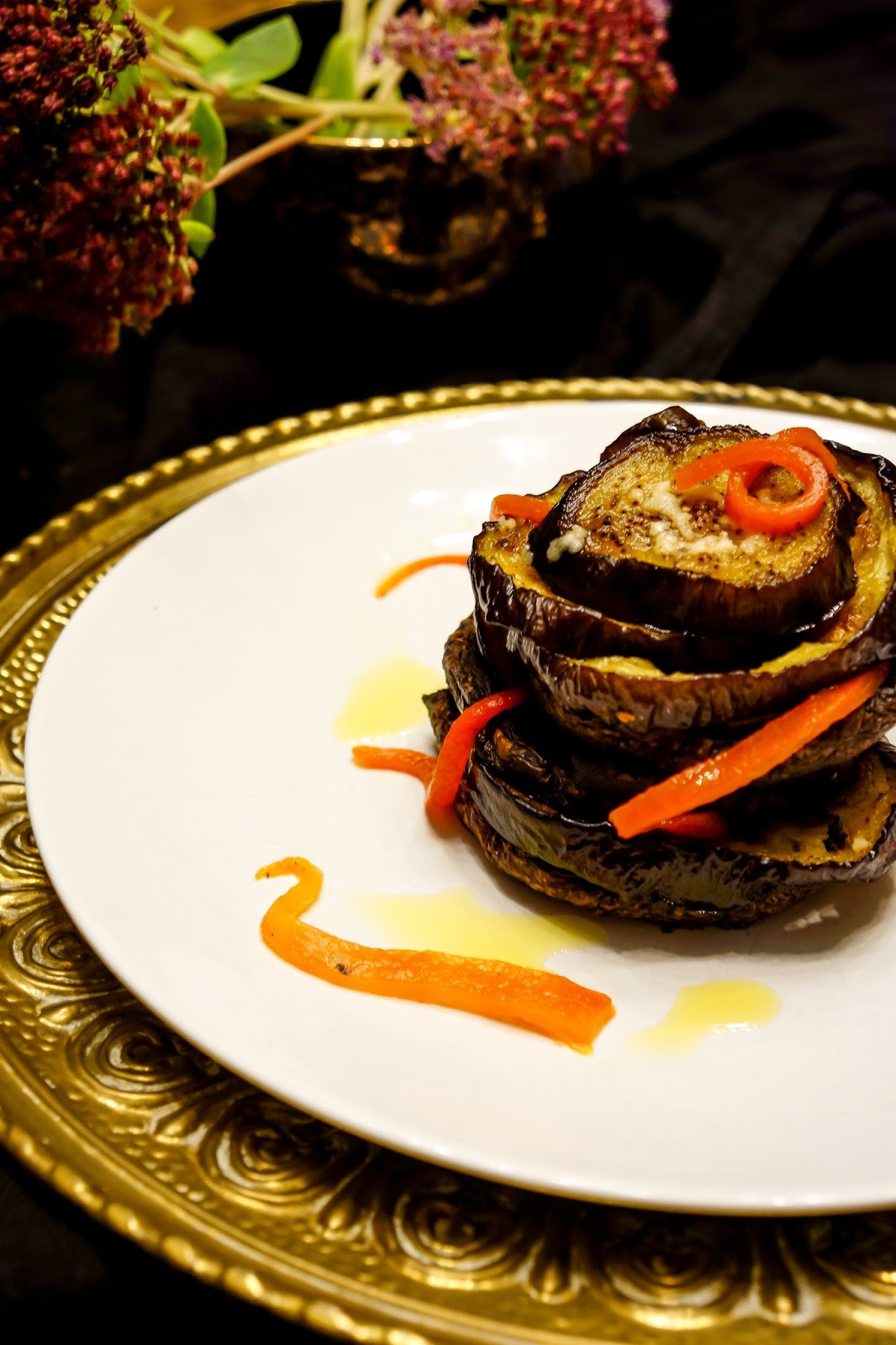 Easy roasted eggplant and portobello Napoleon