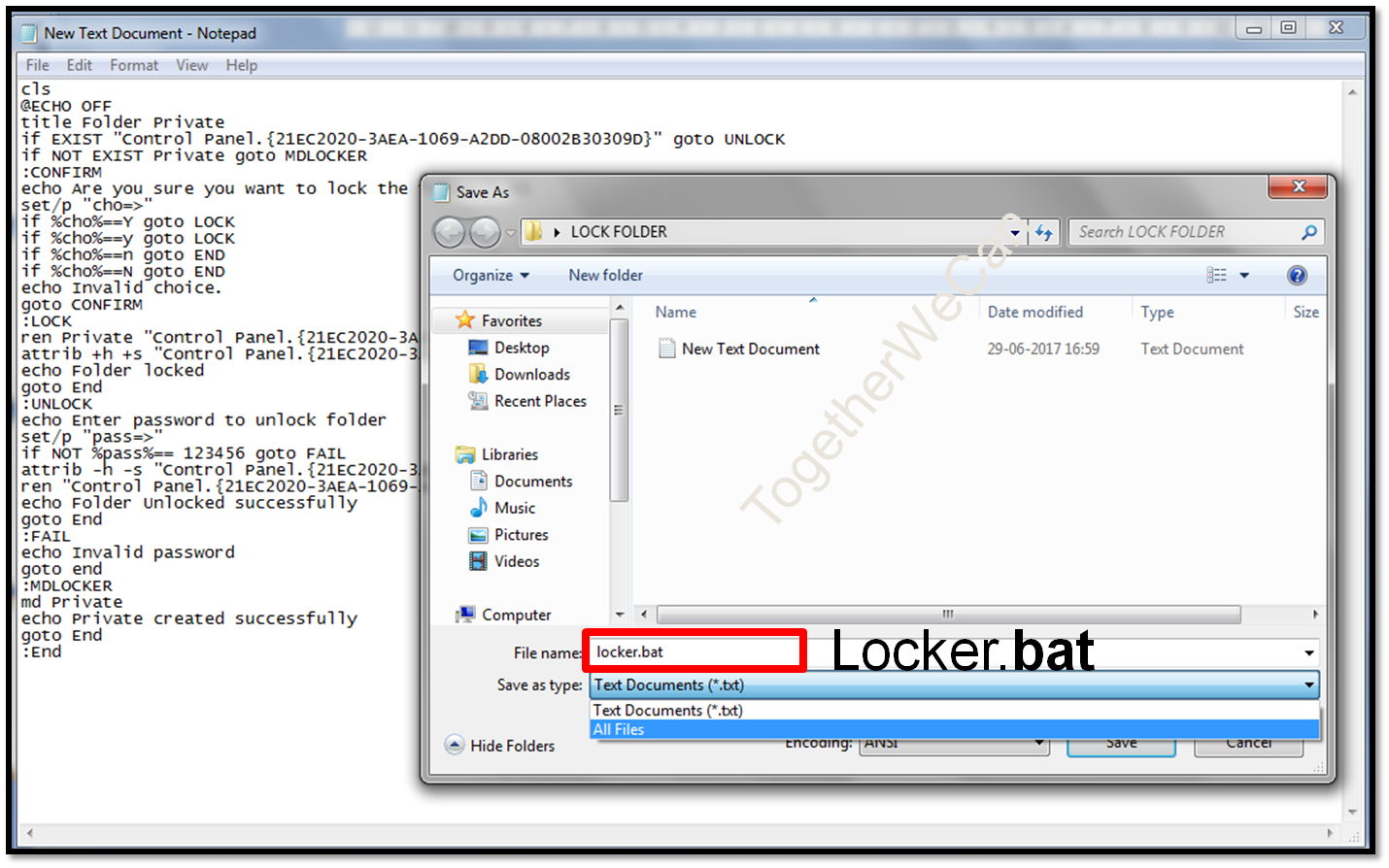 How to create a Password Protected Folder in Windows 7 WeCan