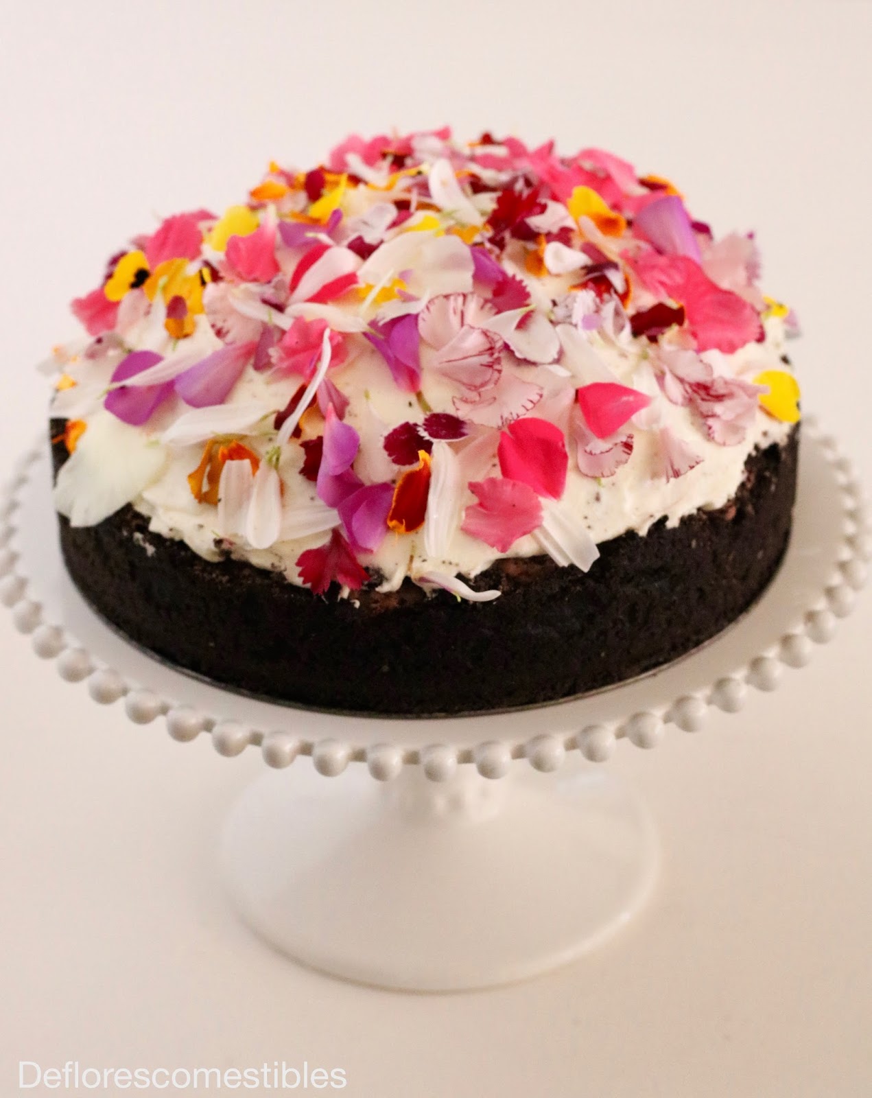 Mousse de chocolate muy fácil Flores comestibles
