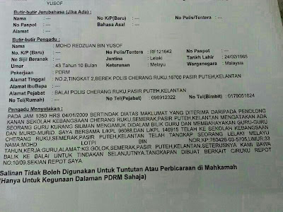Report polis terhadap Mohd Lotfi Nor