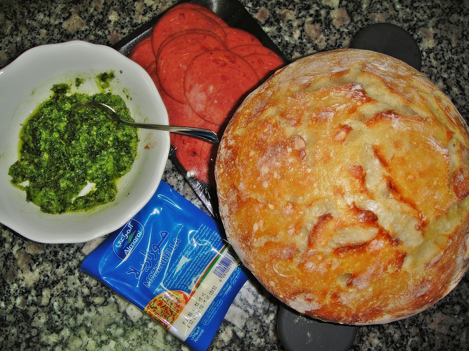 Maryam's Culinary Wonders 457. Pressed Salami Pesto Sandwich