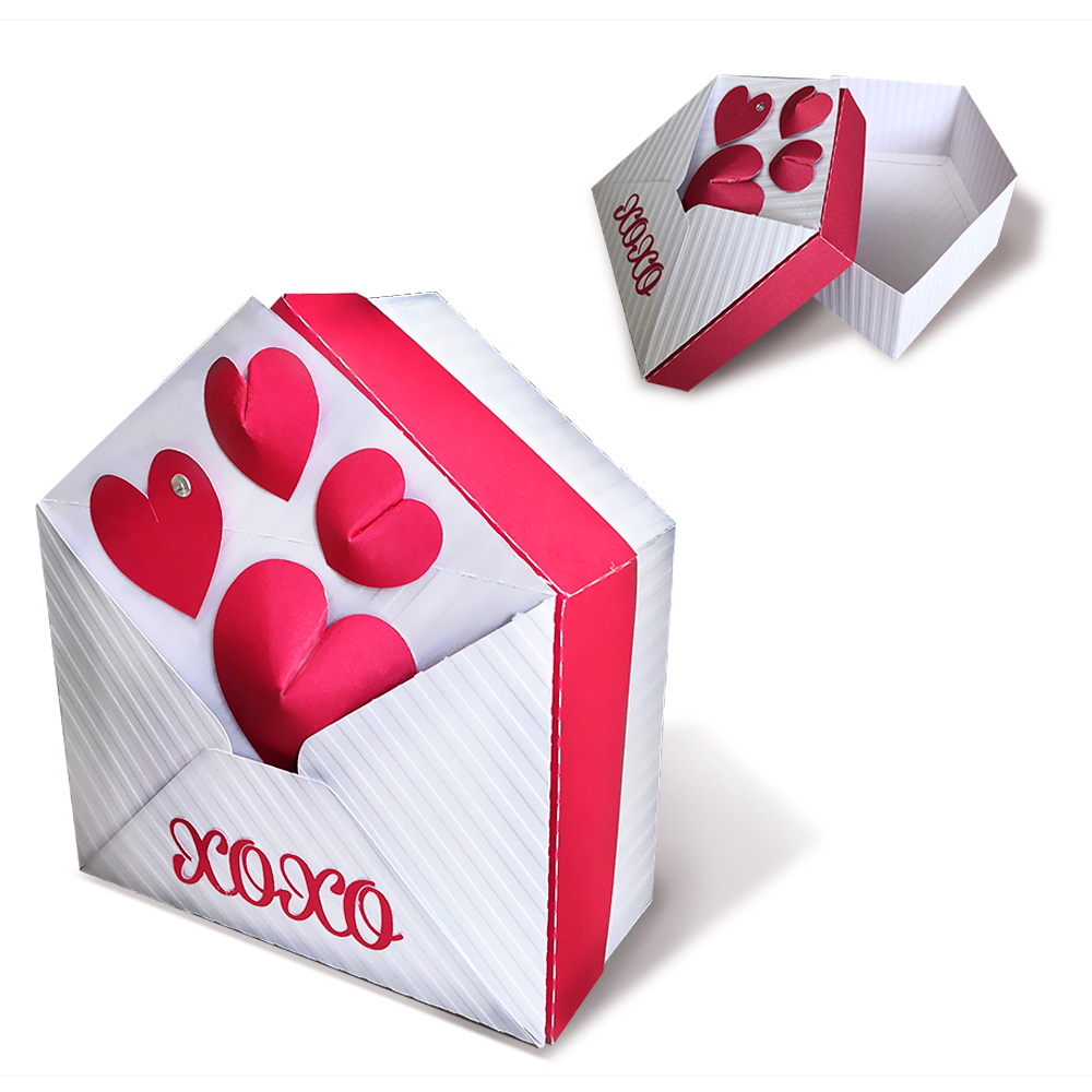 DIY envelope shaped box with 3D hearts Scrapbooking by Tanya Batrak